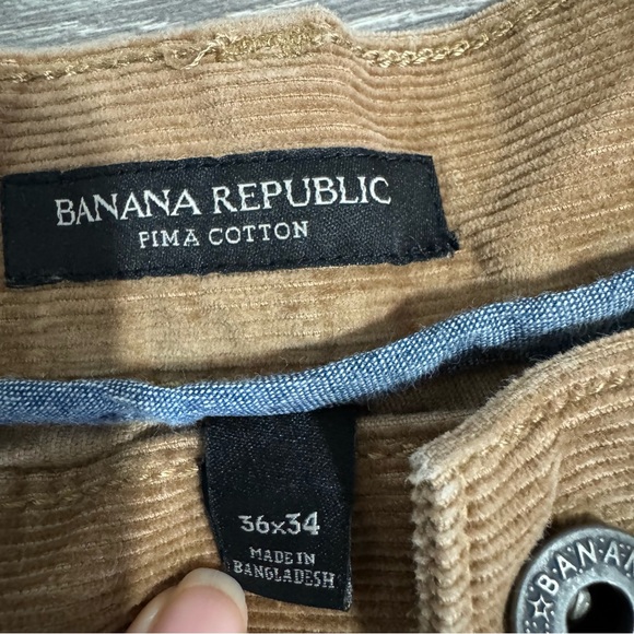 Banana Republic Men Khaki Corduroy 100% Pima Cotton  Straight Leg Pants Sz 36x34 - Picture 7 of 16